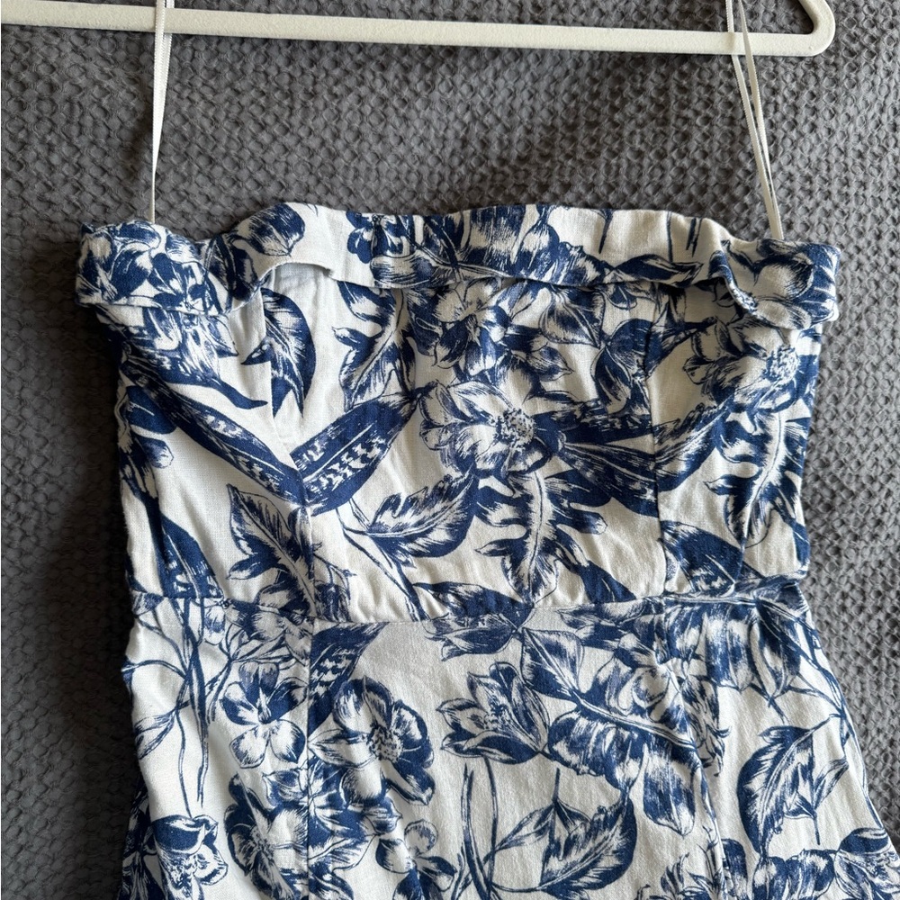 Abercrombie Blue and White Strapless Linen Dress - Picture 3 of 4
